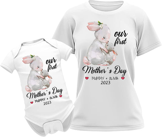 Our First Mother's Day Rabbit Matching Outfit