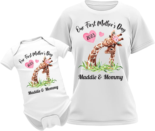 Our First Mother's Day Giraffe Matching Outfit