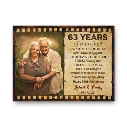 Happy 63rd Anniversary 63 Years Of Marriage Film Anniversary Canvas