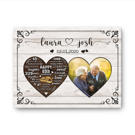 Happy 65th Anniversary As Husband And Wife Anniversary Canvas