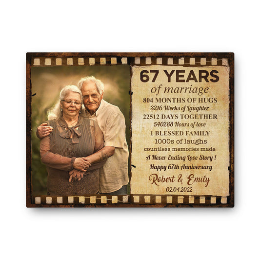 Happy 67th Anniversary 67 Years Of Marriage Film Anniversary Canvas