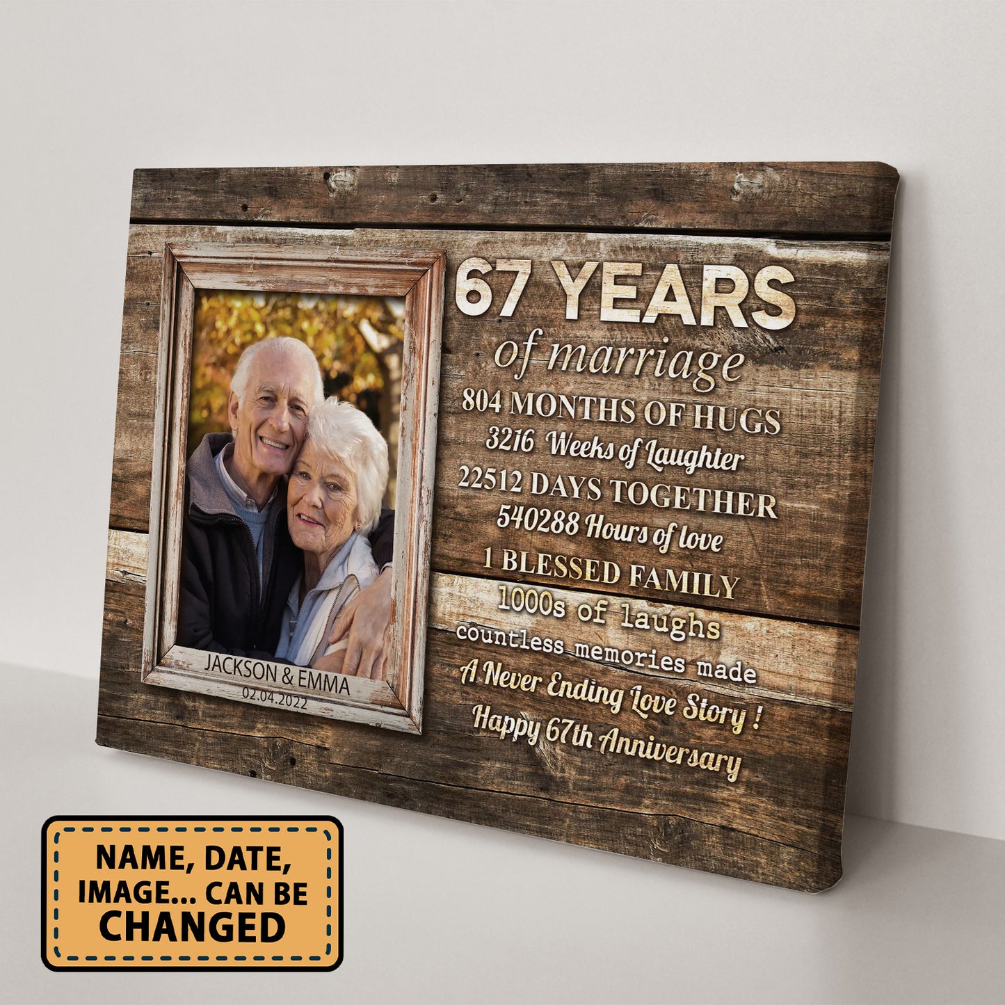 67 Years Of Marriage Custom Image Anniversary Canvas