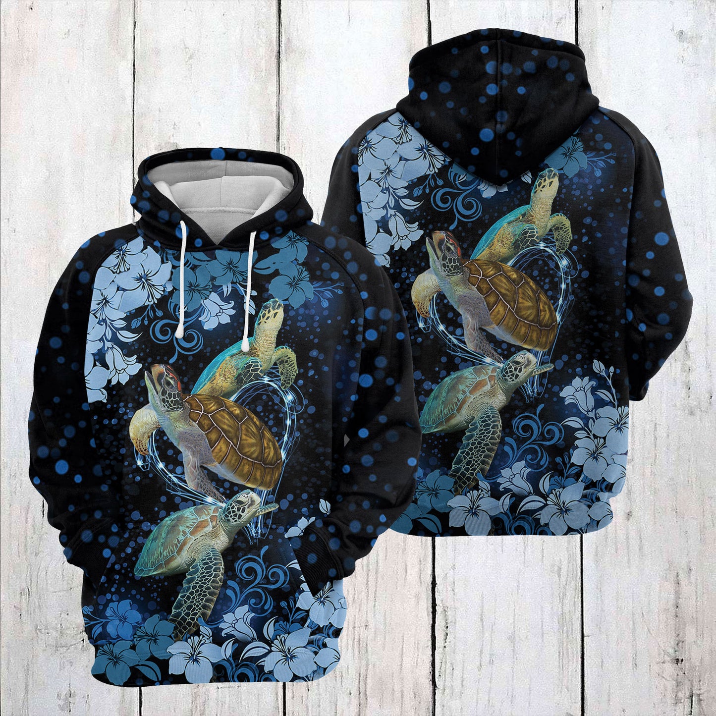 Turtle Flower TY1712 unisex womens & mens, couples matching, friends, funny family sublimation 3D hoodie christmas holiday gifts (plus size available)