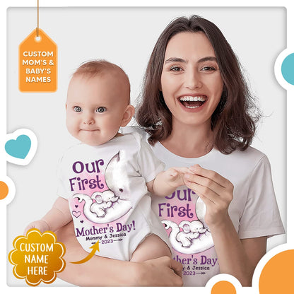 Our First Mother's Day Lovely Elephant Matching Outfit