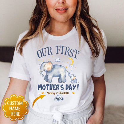 Our First Mother's Day Cute Elephant Matching Outfit
