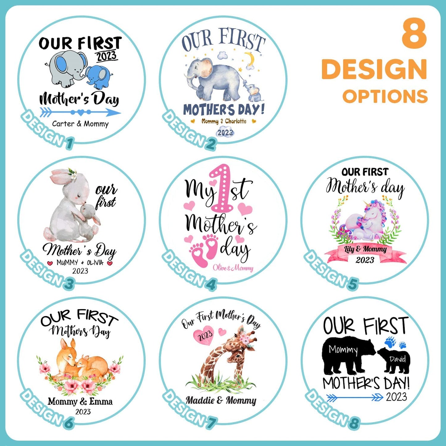 Our 1st Mother's Day Bunny Unicorn Deer Giraffe Animal Matching Outfit