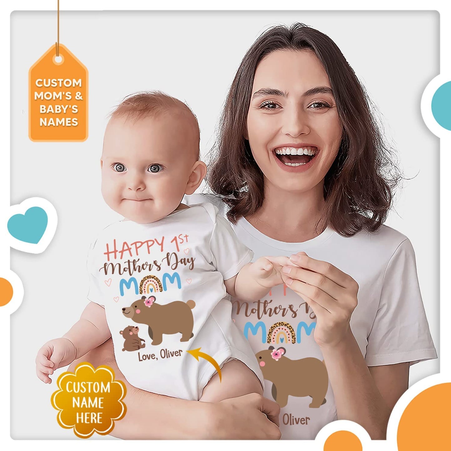 Happy First Mother's Day Bear Boho Matching Outfit