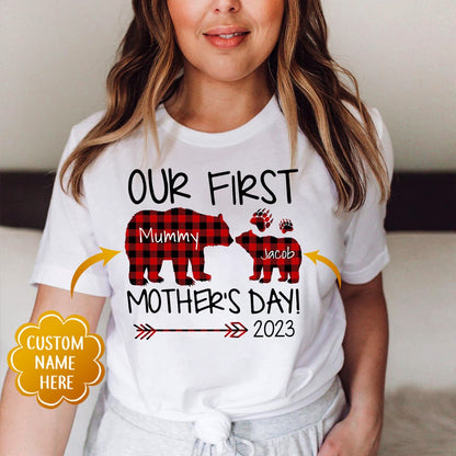 Our First Mother's Day Bear Red Matching Outfit