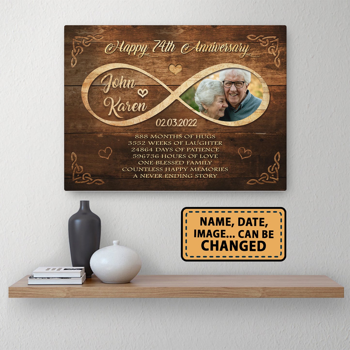 Happy 74th Anniversary Old Television Anniversary Canvas Valentine Gifts