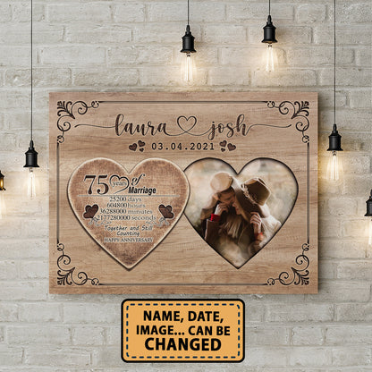 Happy 75th Anniversary First Year Of Marriage Anniversary Canvas