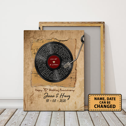 Love Of A Lifetime 75th Anniversary - Music Lyrics Song Canvas