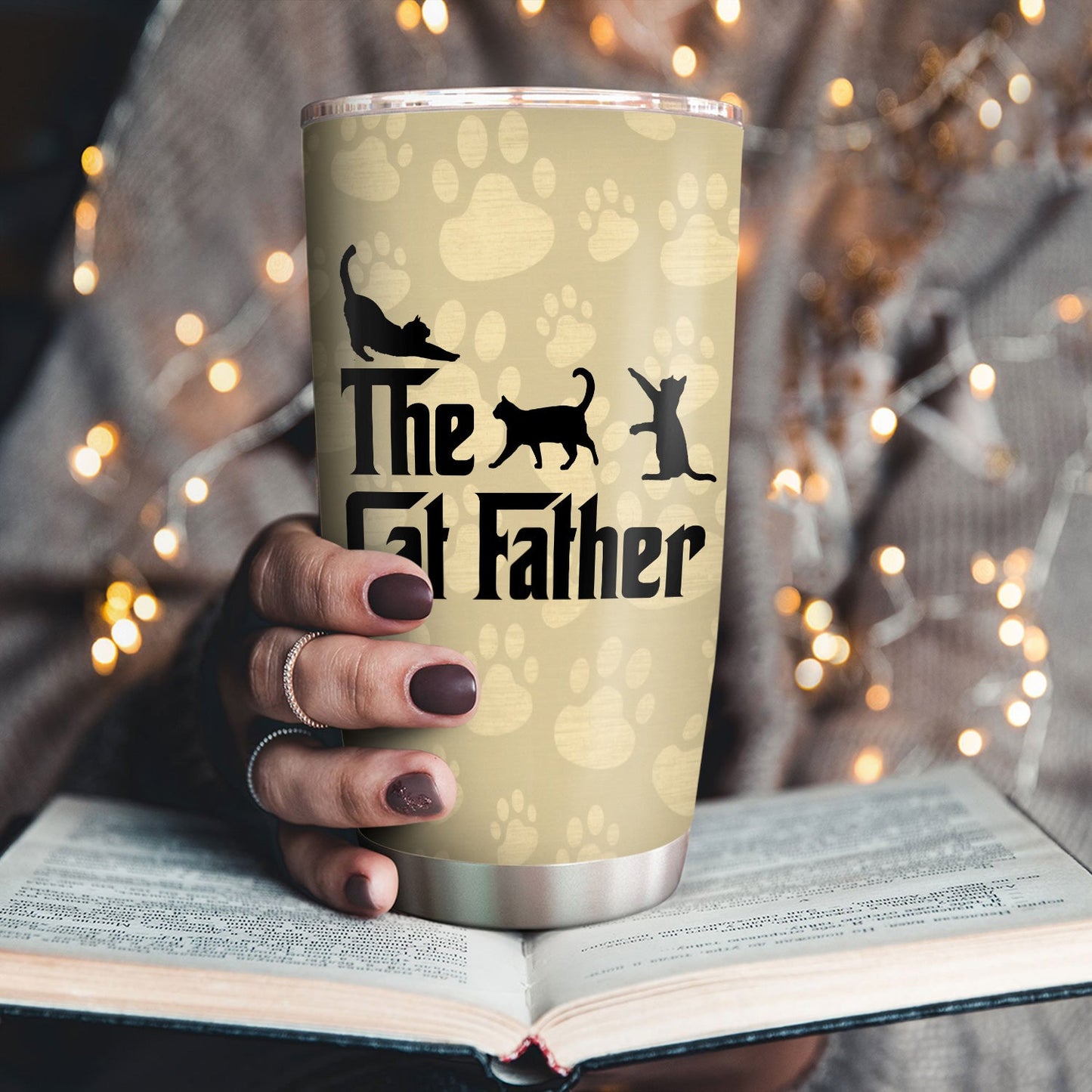 The Cat Father Cat Dad Fathers Day Paw Print 20Oz Tumbler