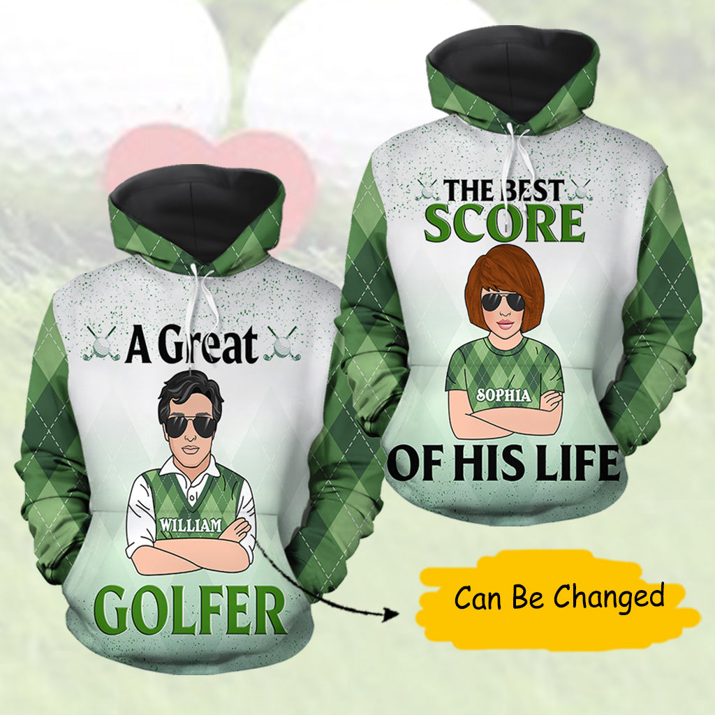 A Great Golfer & The Best Score Of His Life Valentine Gift Couple Matching 3D All Over Print Hoodie