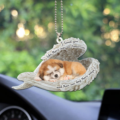 Akita Sleeping Angel Personalizedwitch Flat Car Ornament