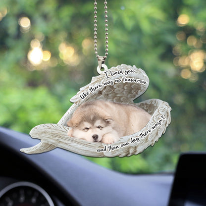 Alaskan Malamute Sleeping Angel Personalizedwitch Flat Car Ornament