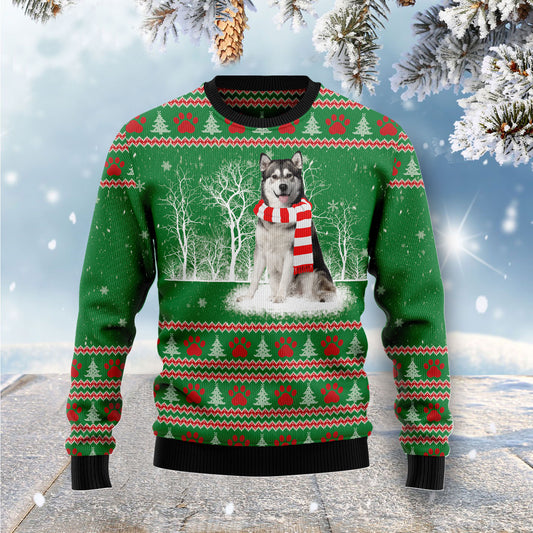 Alaskan Malamute Winter Tree G51125 Ugly Christmas Sweater