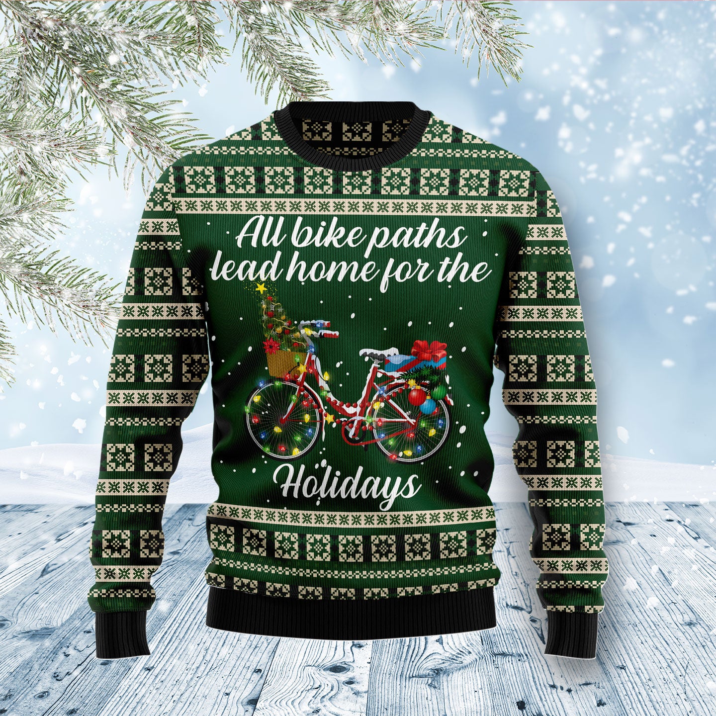 All Bike Paths Lead Home For The Holiday TG51022 Ugly Christmas Sweater