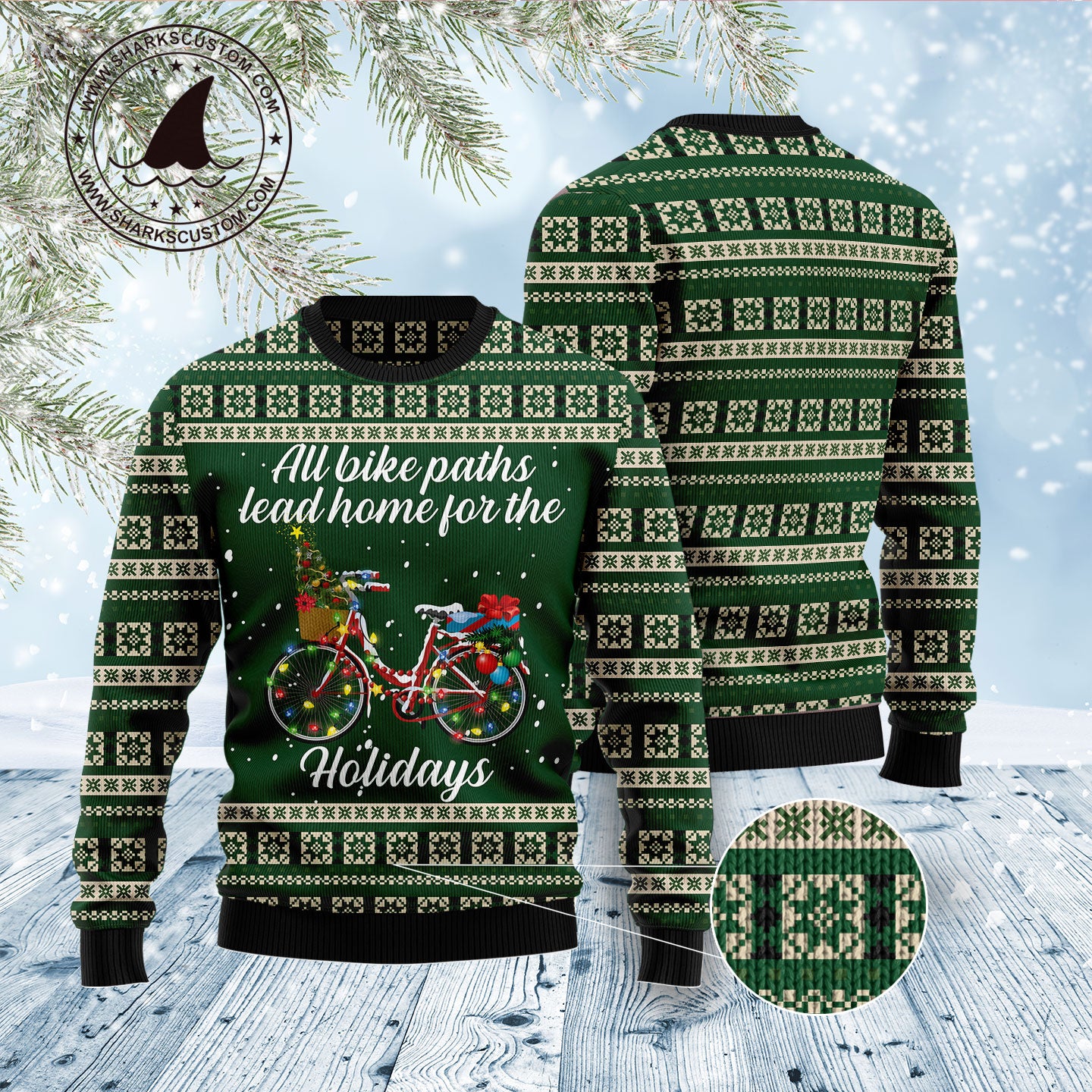 All Bike Paths Lead Home For The Holiday TG51022 Ugly Christmas Sweater