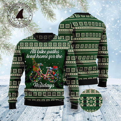 All Bike Paths Lead Home For The Holiday TG51022 Ugly Christmas Sweater