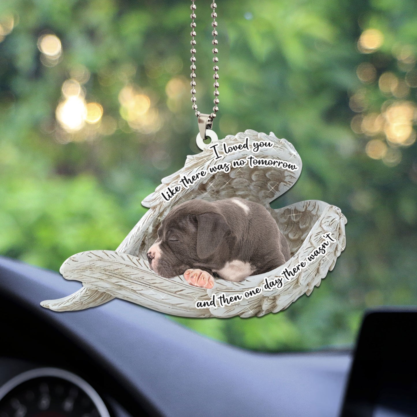 American Bulldog Sleeping Angel Personalizedwitch Flat Car Ornament