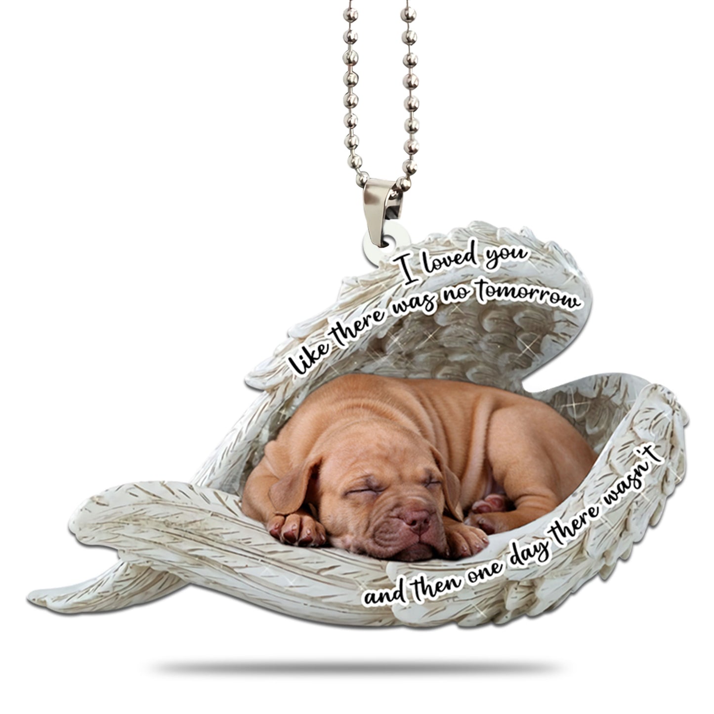 American Pitbull Terrier Sleeping Angel Personalizedwitch Flat Car Ornament