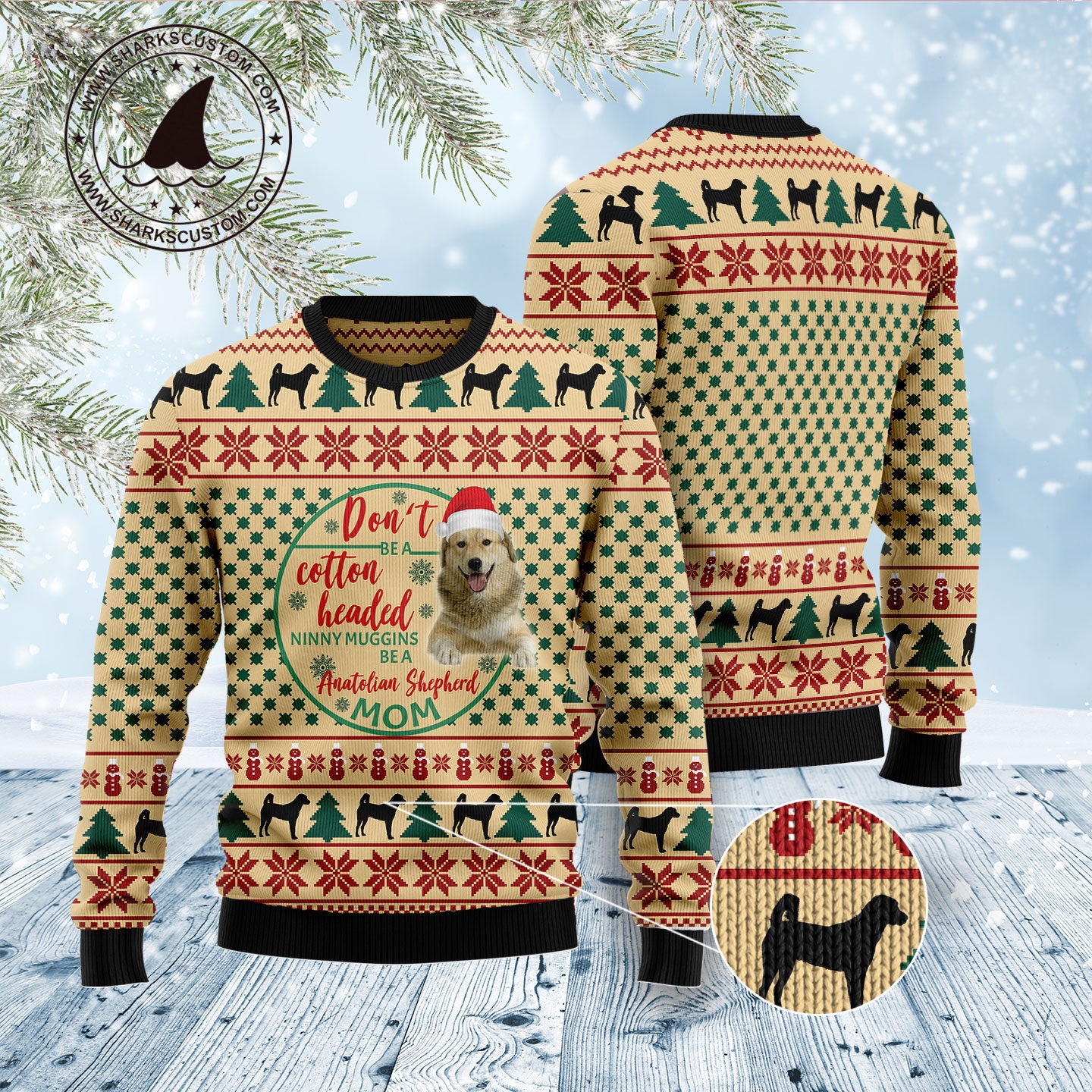 Anatolian Shepherd Mom D1011 Ugly Christmas Sweater