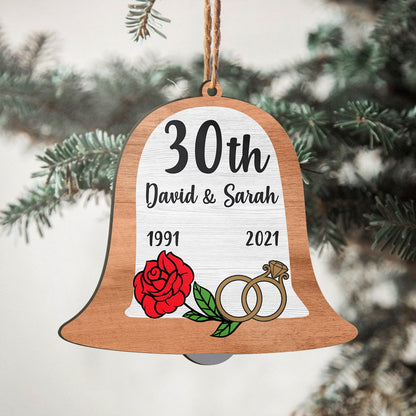 Custom Couple Anniversary Bell Personalizedwitch Christmas Personalized Printed Wood Ornament