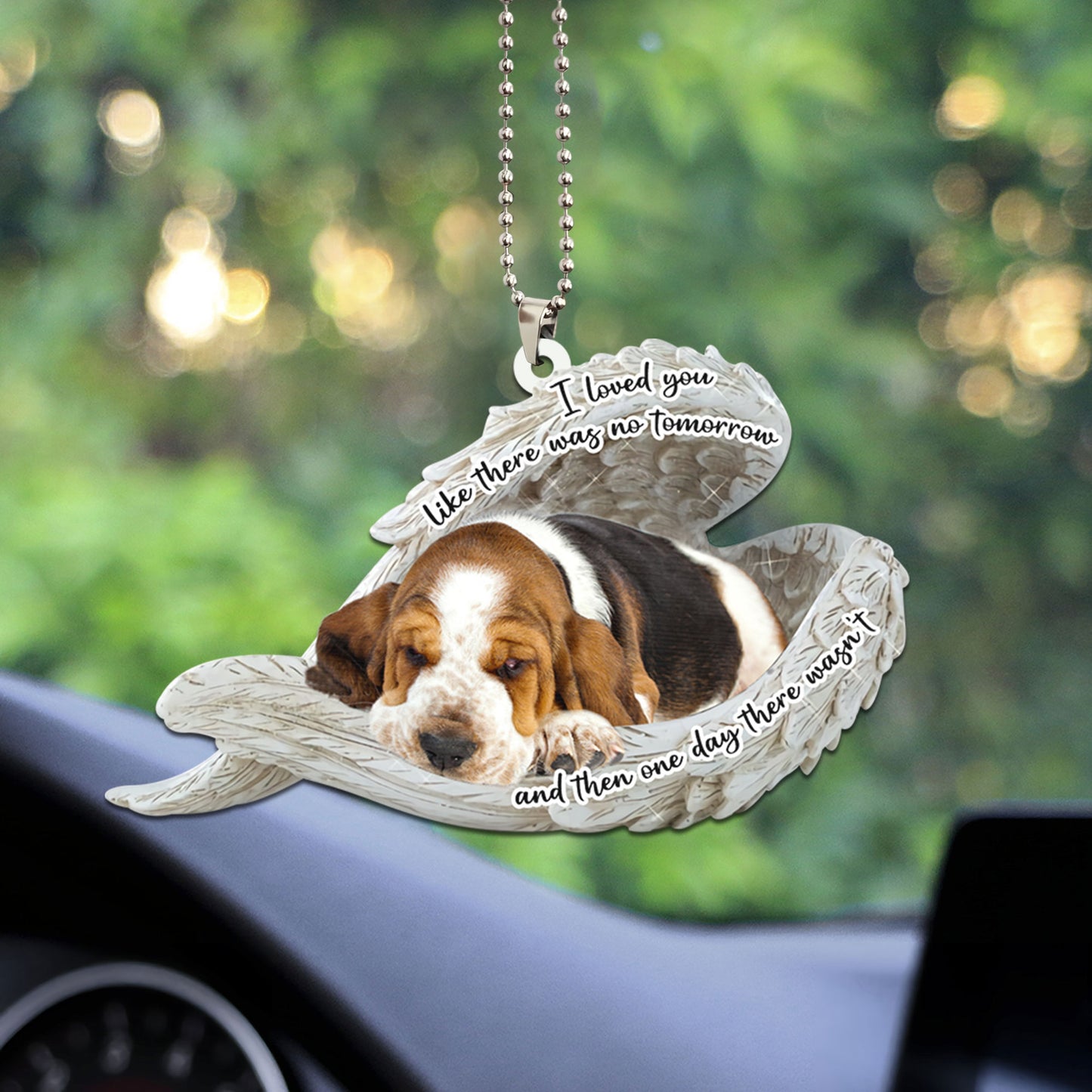 Basset Hound Sleeping Angel Personalizedwitch Flat Car Ornament