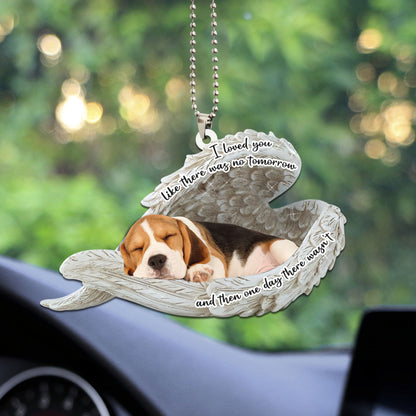 Beagle Sleeping Angel Personalizedwitch Flat Car Ornament