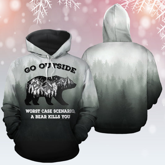 Bear Go Outside TY1612 unisex womens & mens, couples matching, friends, funny family sublimation 3D hoodie christmas holiday gifts (plus size available)