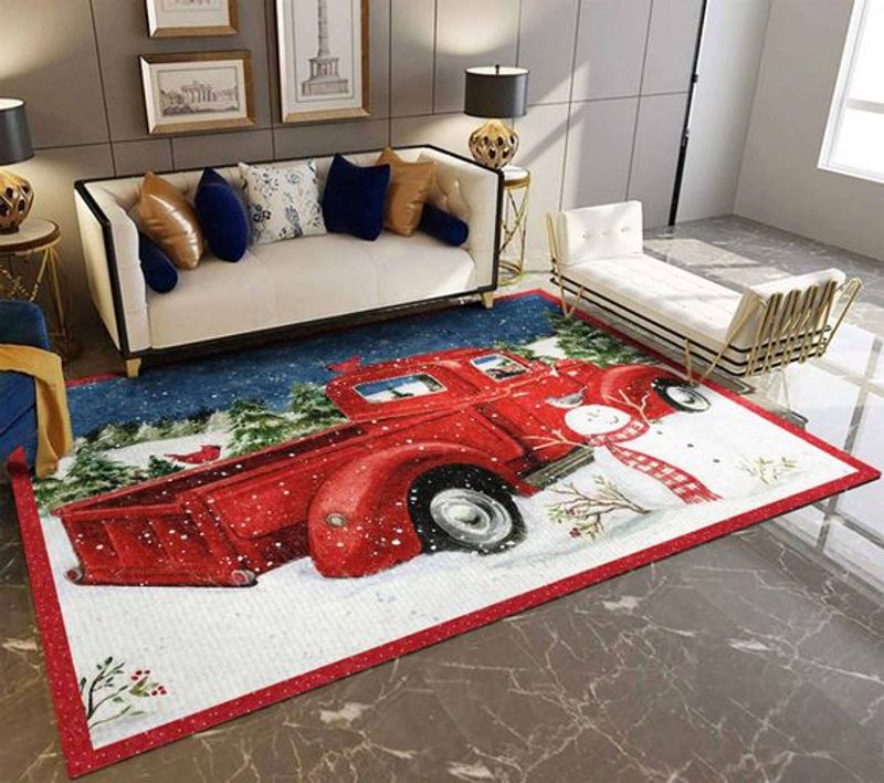 Beautiful Red Truck Rectangle Rug