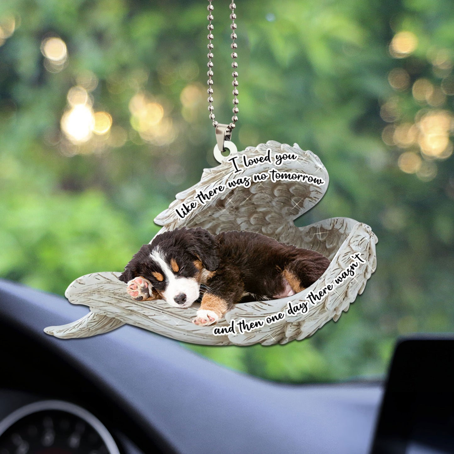 Bernese Mountain Dog Sleeping Angel Personalizedwitch Flat Car Ornament