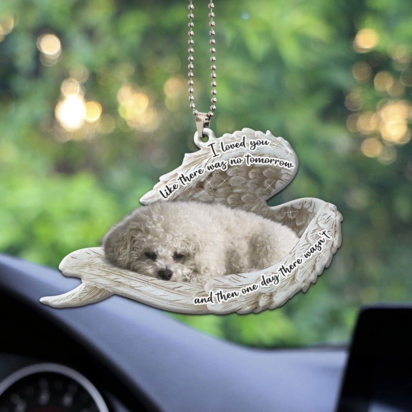 Bichon Frise Sleeping Angel Personalizedwitch Flat Car Ornament