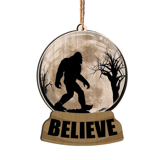 Bigfoot Believe Personalizedwitch Printed Wood Christmas Ornament