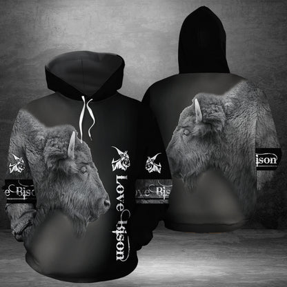Love 3D Bison G51027 - All Over Print Unisex Hoodie