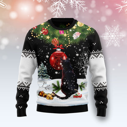 Black Cat Mirror D1111 Ugly Christmas Sweater