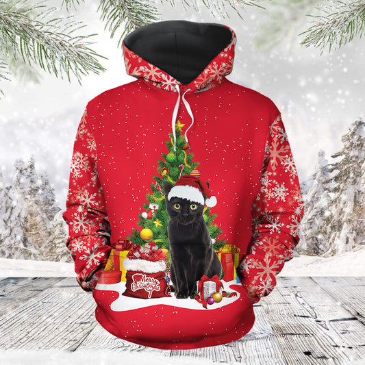 Black Cat Christmas Tree TG51117 - All Over Print Unisex Hoodie