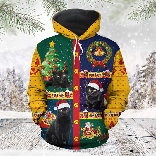 Awesome Black Cat TG51113 - All Over Print Unisex Hoodie