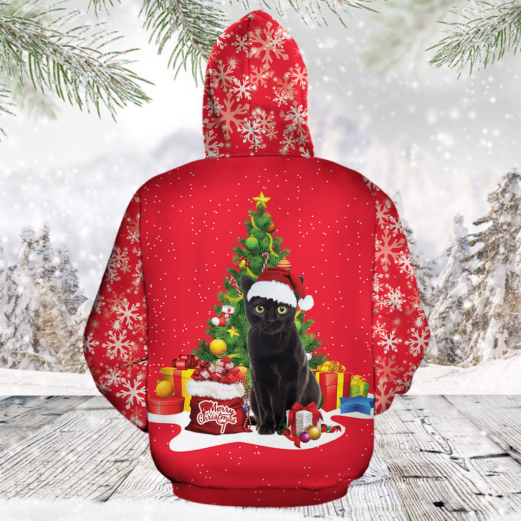 Black Cat Christmas Tree TG51117 - All Over Print Unisex Hoodie