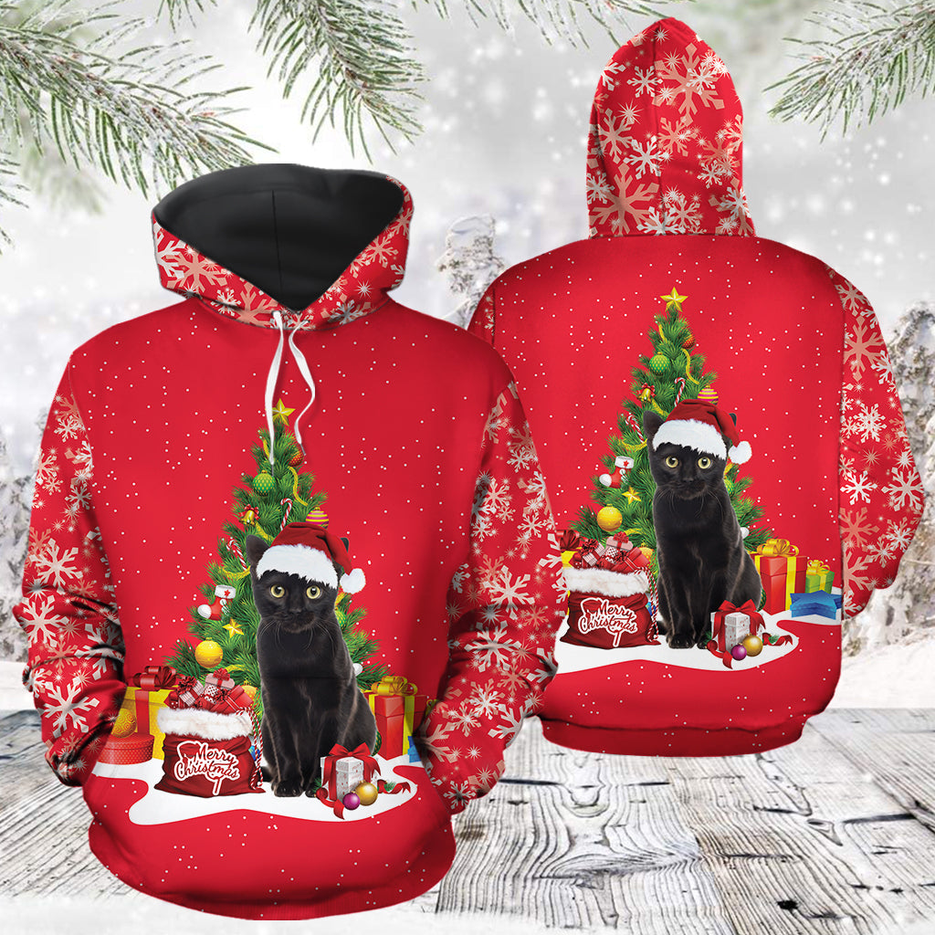 Black Cat Christmas Tree TG51117 - All Over Print Unisex Hoodie