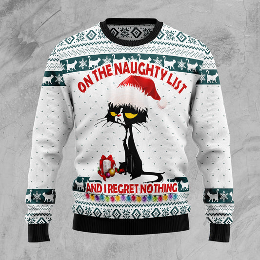 Black Cat Naughty List TG51029 Ugly Christmas Sweater