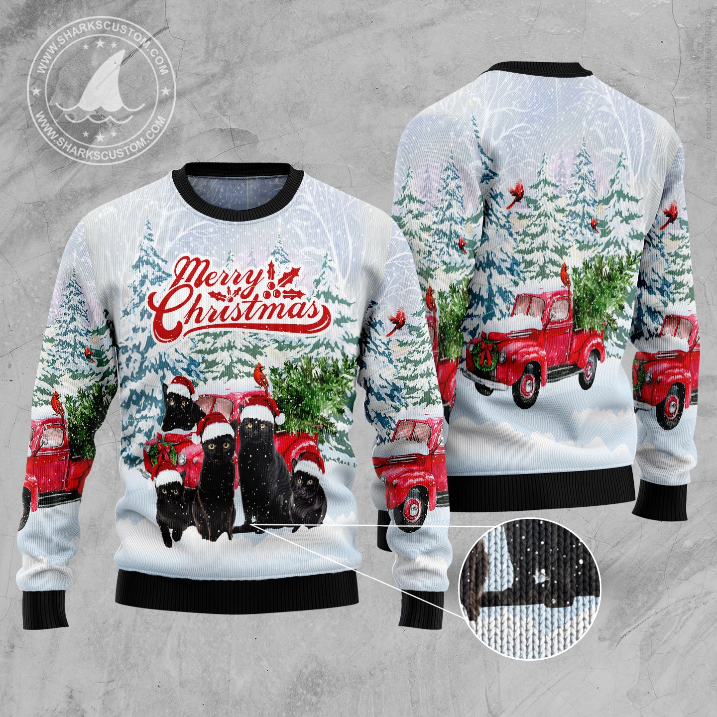 Black Cat Merry Christmas TG5115 Ugly Christmas Sweater