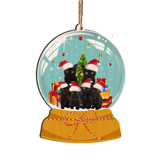 Black Cat Family Personalizedwitch Printed Wood Christmas Ornament