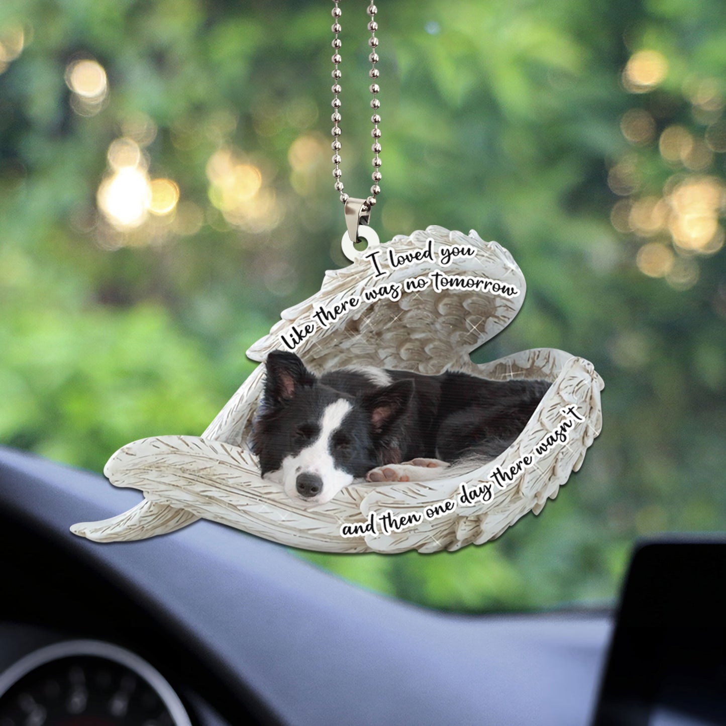 Border Collie Sleeping Angel Personalizedwitch Flat Car Ornament