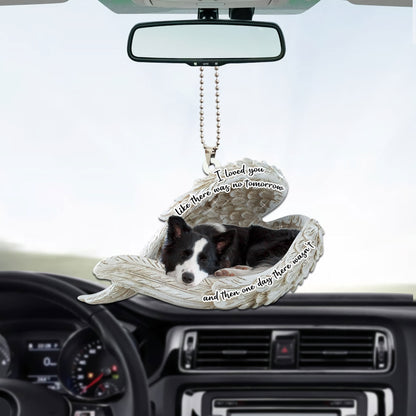 Border Collie Sleeping Angel Personalizedwitch Flat Car Ornament