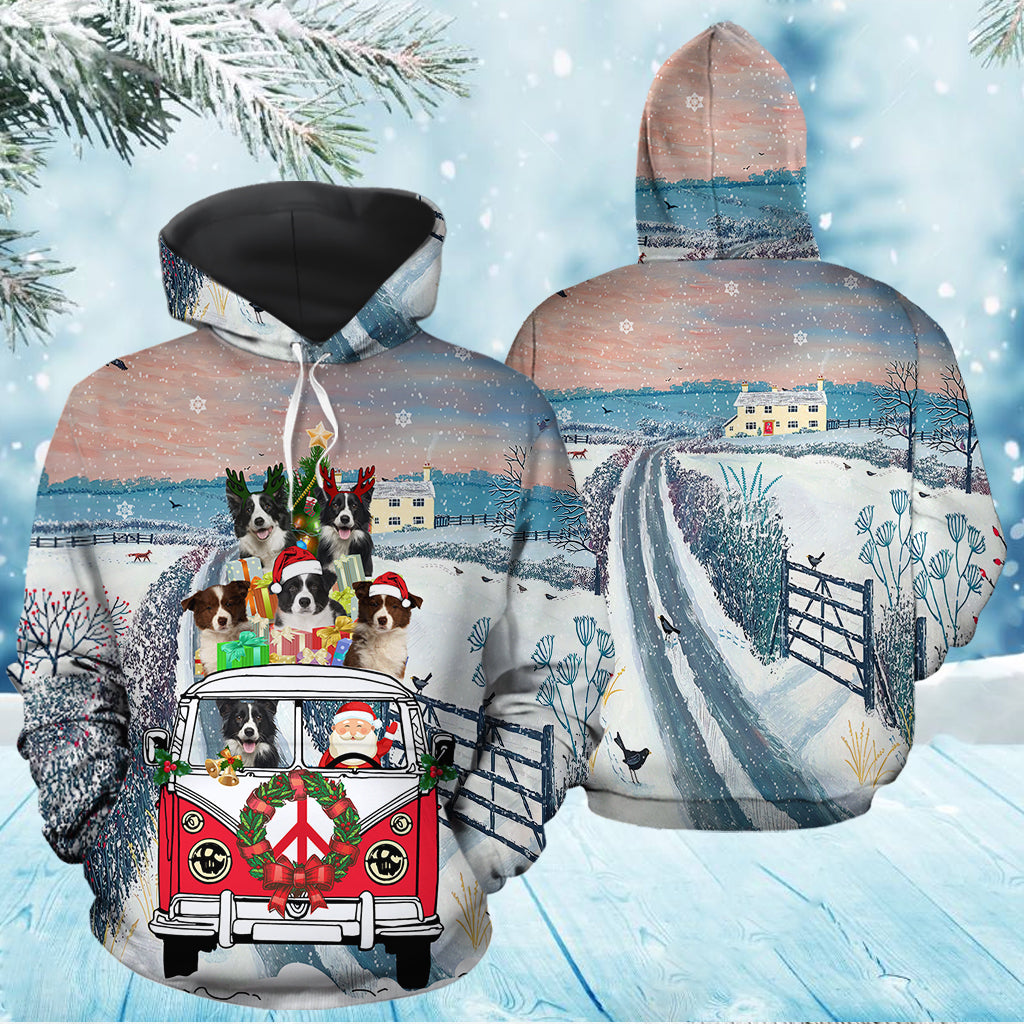 Border Collie Santa Christmas TY1012 unisex womens & mens, couples matching, friends, funny family sublimation 3D hoodie christmas holiday gifts (plus size available)