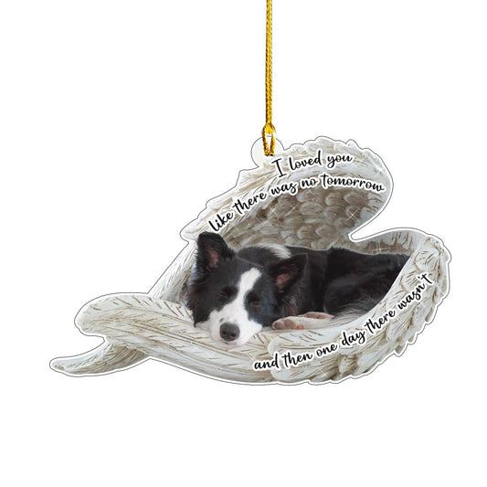 Border Collie Sleeping Angel Wings Personalizedwitch Christmas Memorial Ornament