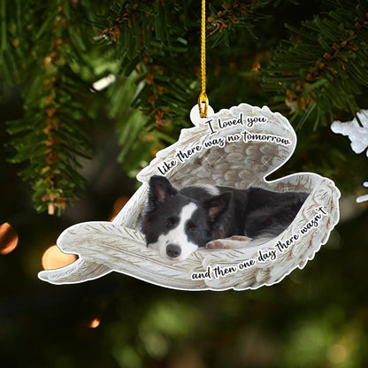 Border Collie Sleeping Angel Wings Personalizedwitch Christmas Memorial Ornament