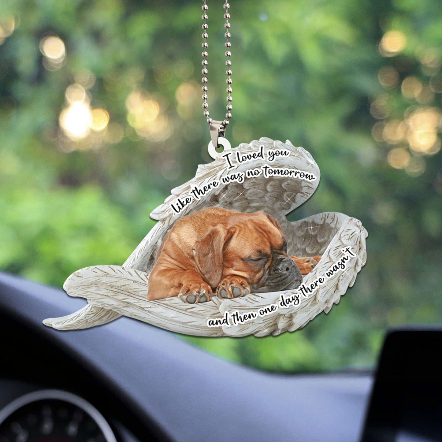 Boxer Sleeping Angel Personalizedwitch Flat Car Ornament