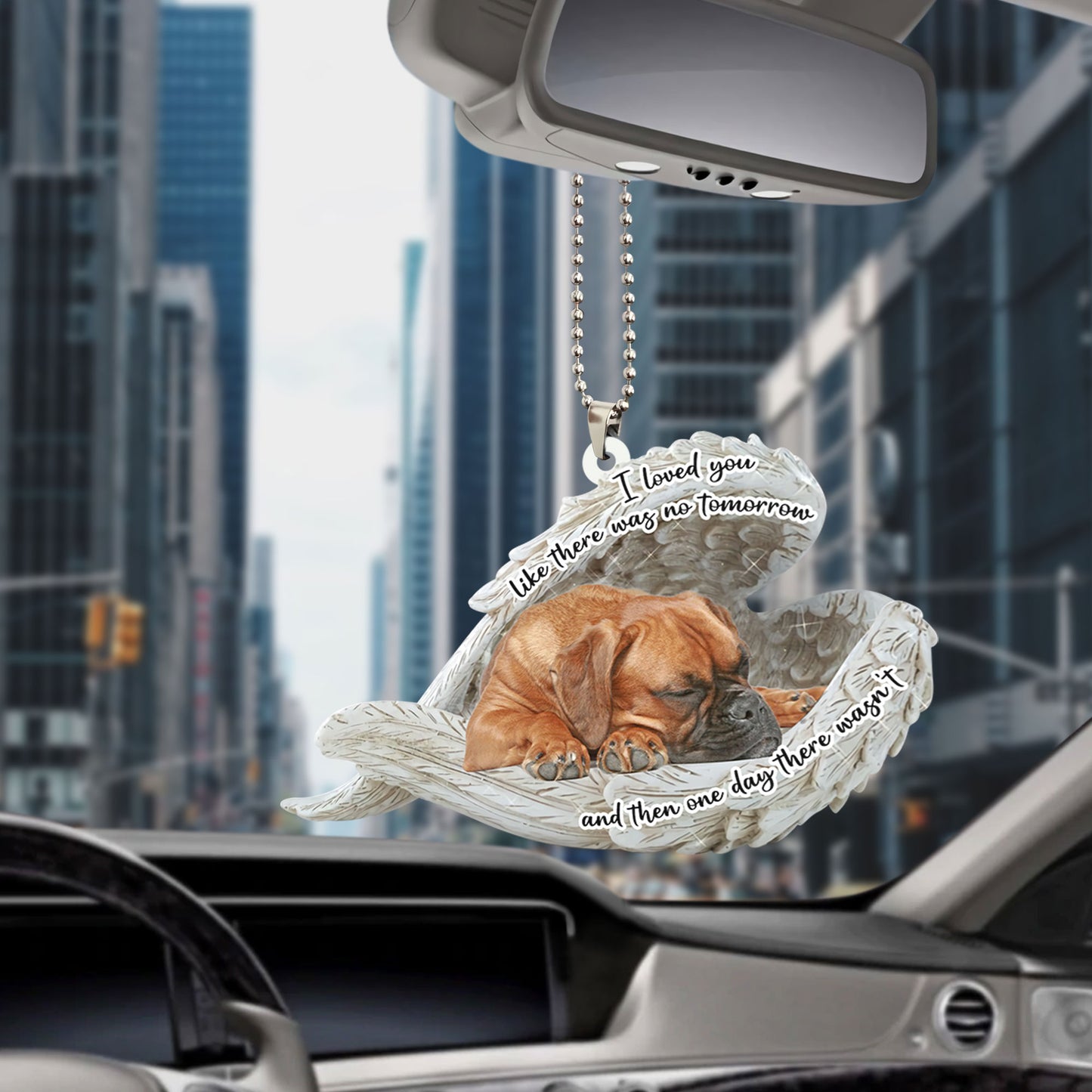 Boxer Sleeping Angel Personalizedwitch Flat Car Ornament